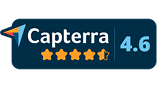 Capterra software review platform badge with 4.6 stars rating.