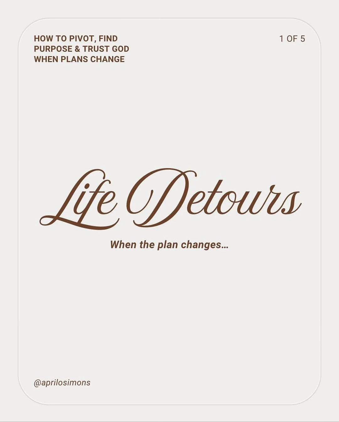 Sometimes life takes a turn you didn&rsquo;t see coming. A detour doesn&rsquo;t mean you&rsquo;ve failed, it could be the very path that leads you to your purpose. 
Swipe through this reminder today and then watch the full episode on YouTube: Life De