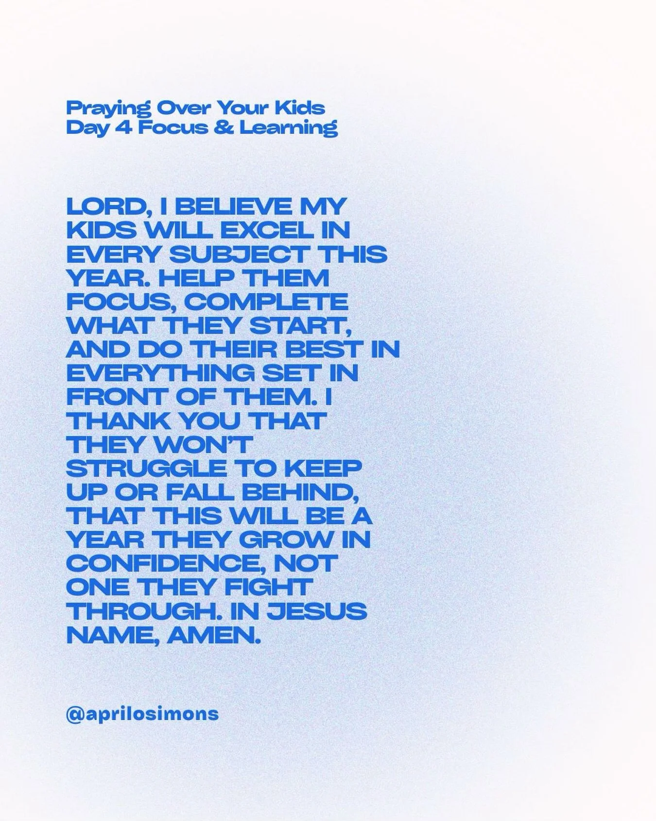 New material, new teachers, new expectations &mdash; it&rsquo;s a lot to take in. Today&rsquo;s prayer is that our kids would have clear minds, sharp attention, and confidence in what they&rsquo;re capable of grasping this year.

Save this and pray i