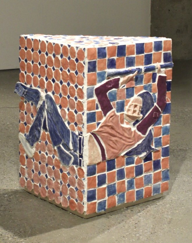 Archive of Touch (View 2), 2025
Handmade ceramic tile on wood, grout 
36” x 34” x 24”

