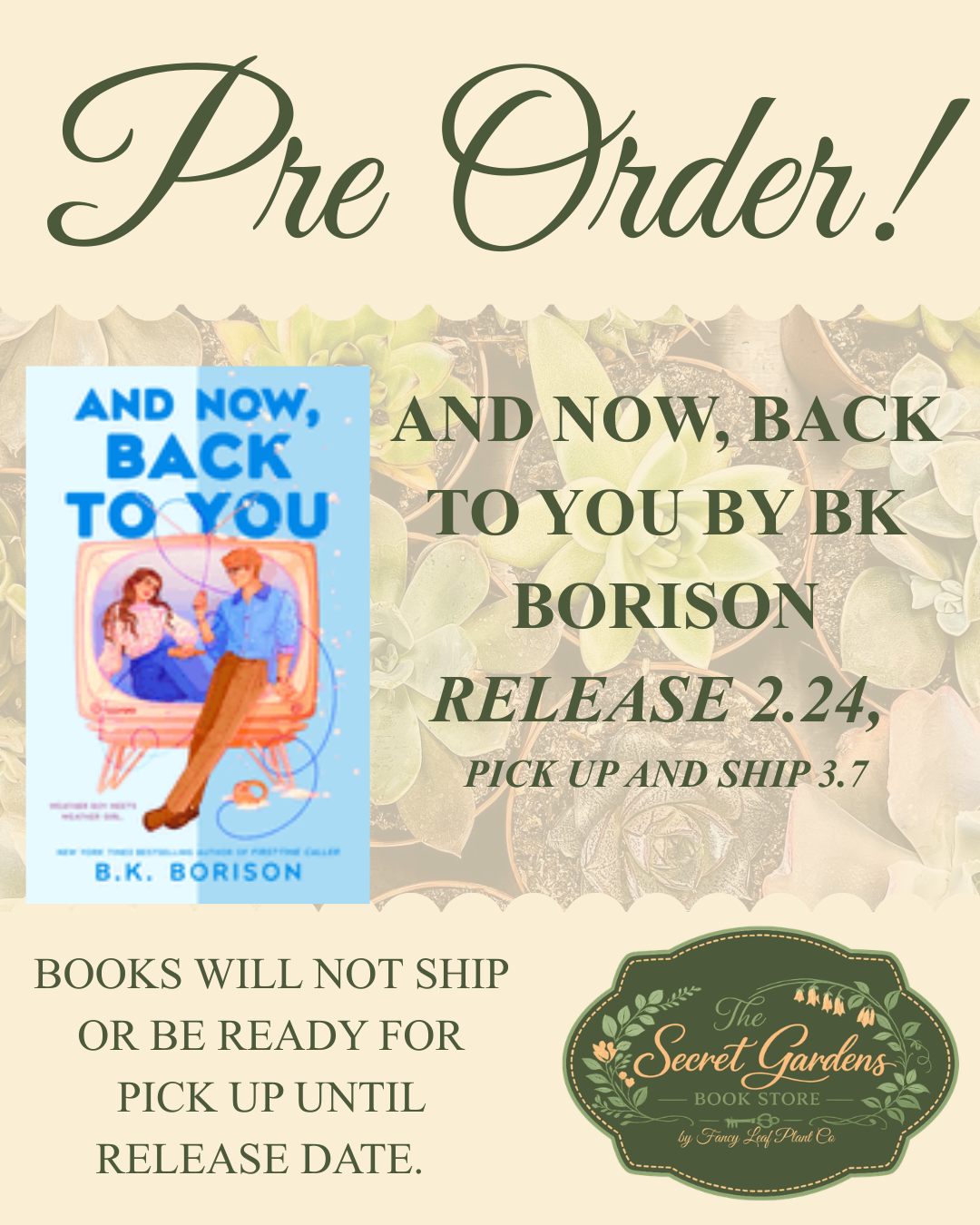 PREORDER And Now, Back To You by BK Borison