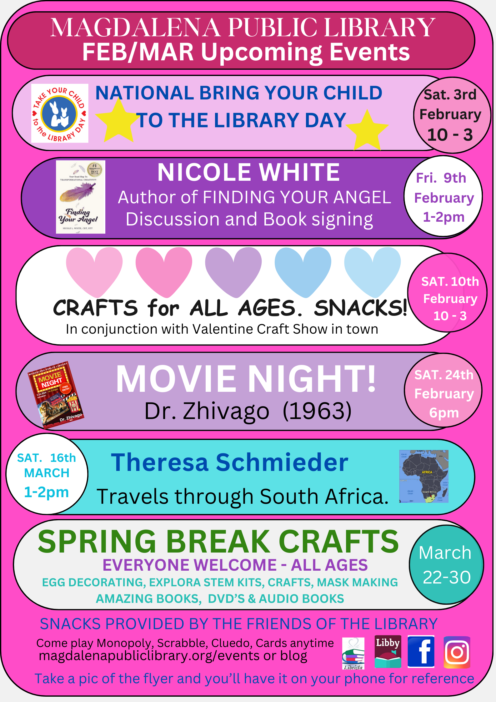 February - March upcoming events