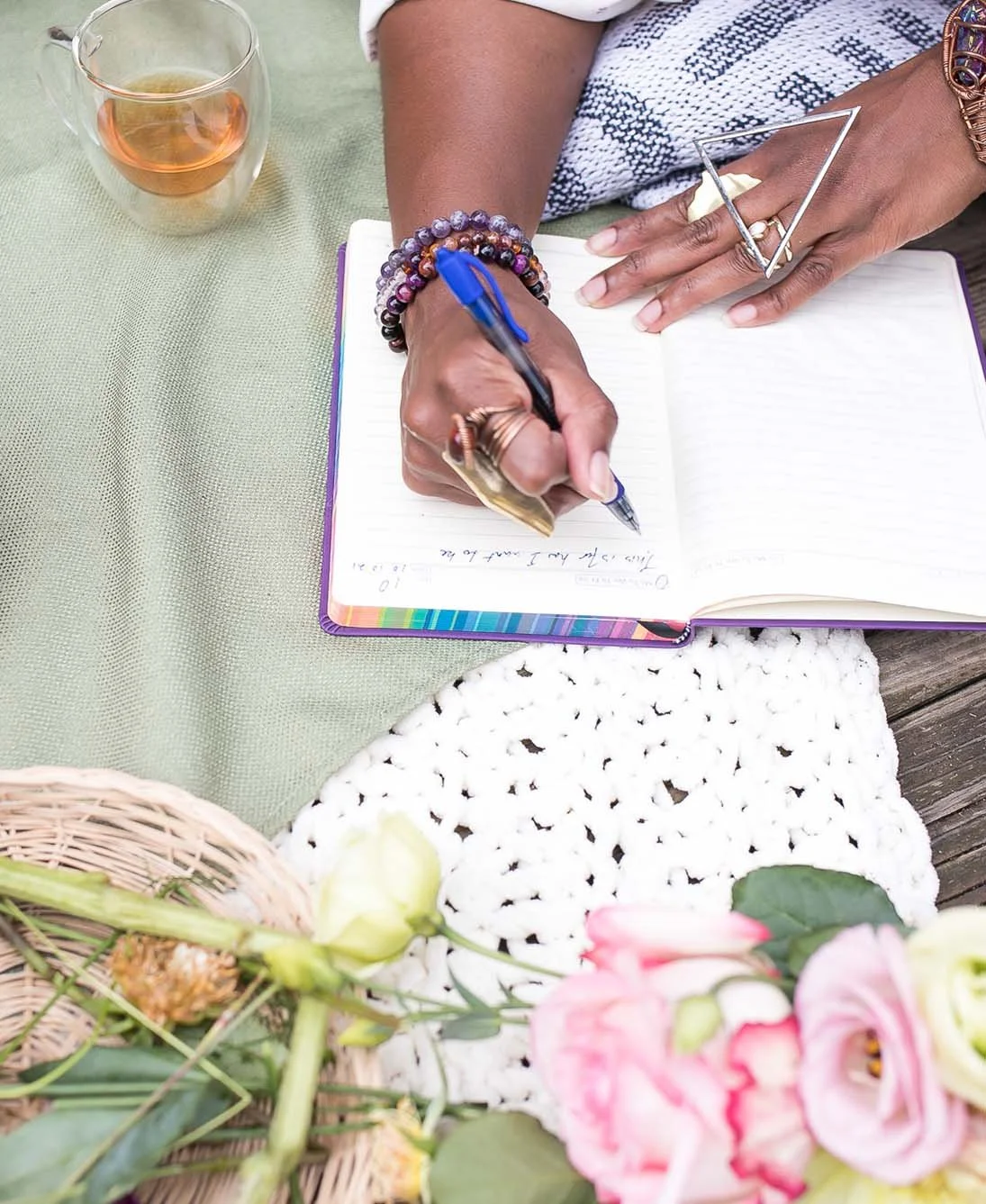 Black woman practicing mindfulness in nature