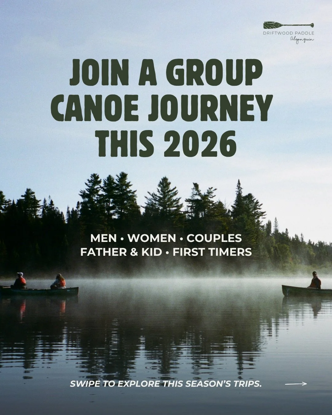"None of my friends are interested in doing this kind of thing..." 

Time to meet a group of likeminded people who are on your level!

In this post you can find all our one of a kind group canoe trips that we're hosting this upcoming 2026 s