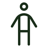 Icon of a human figure standing upright with one arm slightly bent.