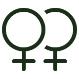 Two gender symbols, one representing female and one representing male, connected with a line.