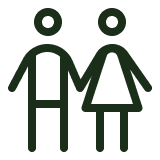 Two stick figure characters, one representing a man and the other a woman, standing side by side.