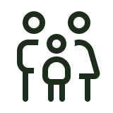 Line drawing of four people, two adults and two children, standing close together.