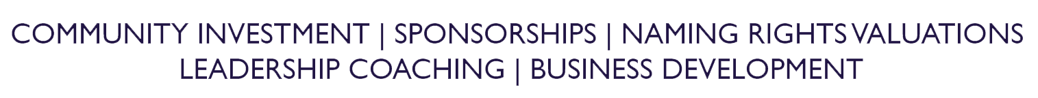 Text listing services: community investment, sponsorships, naming rights valuations, leadership coaching, business development.