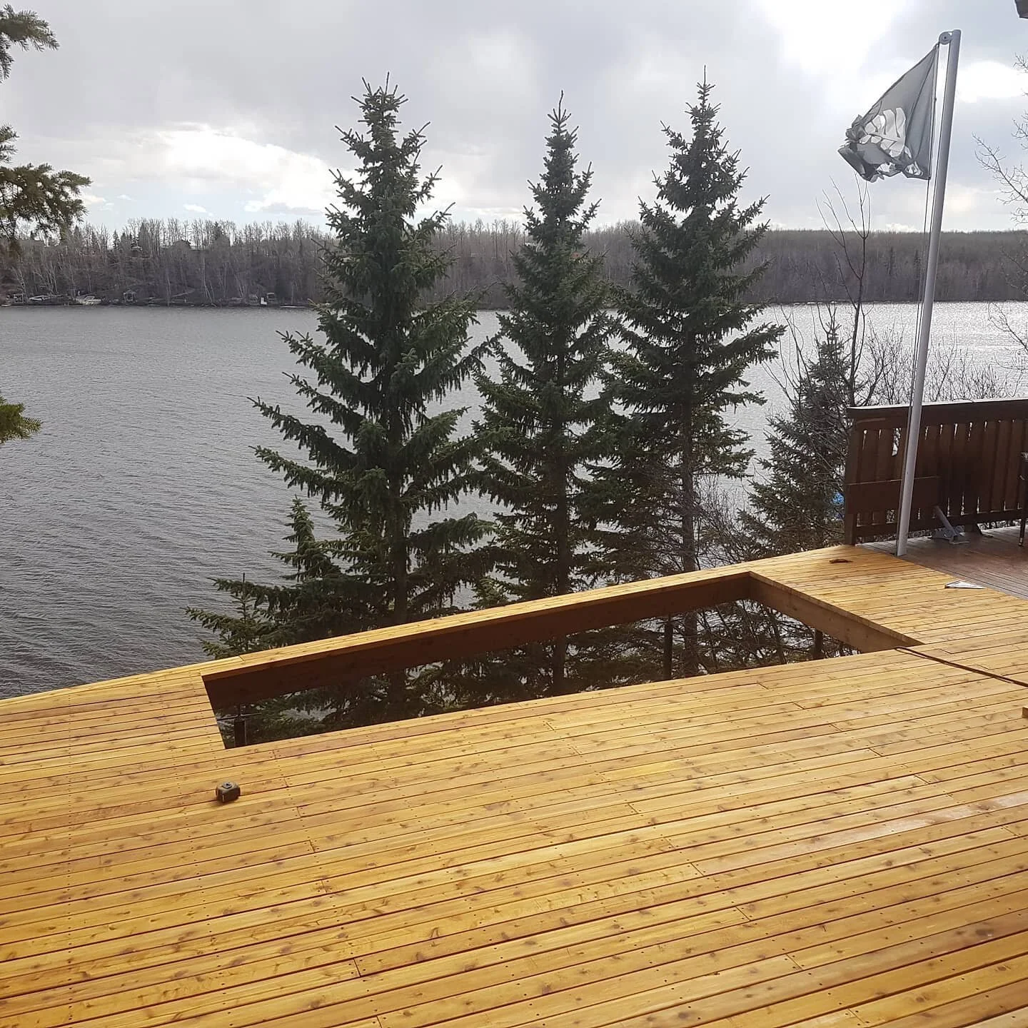 Wizard lake cedar deck.  What a view