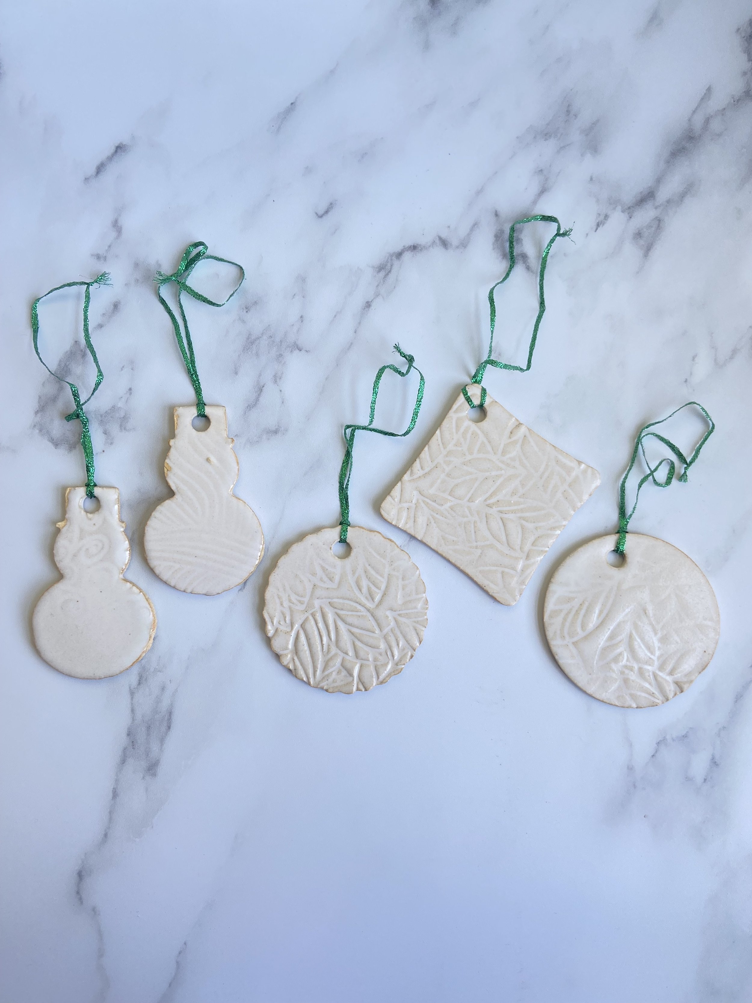 White Textured Ceramic Ornaments