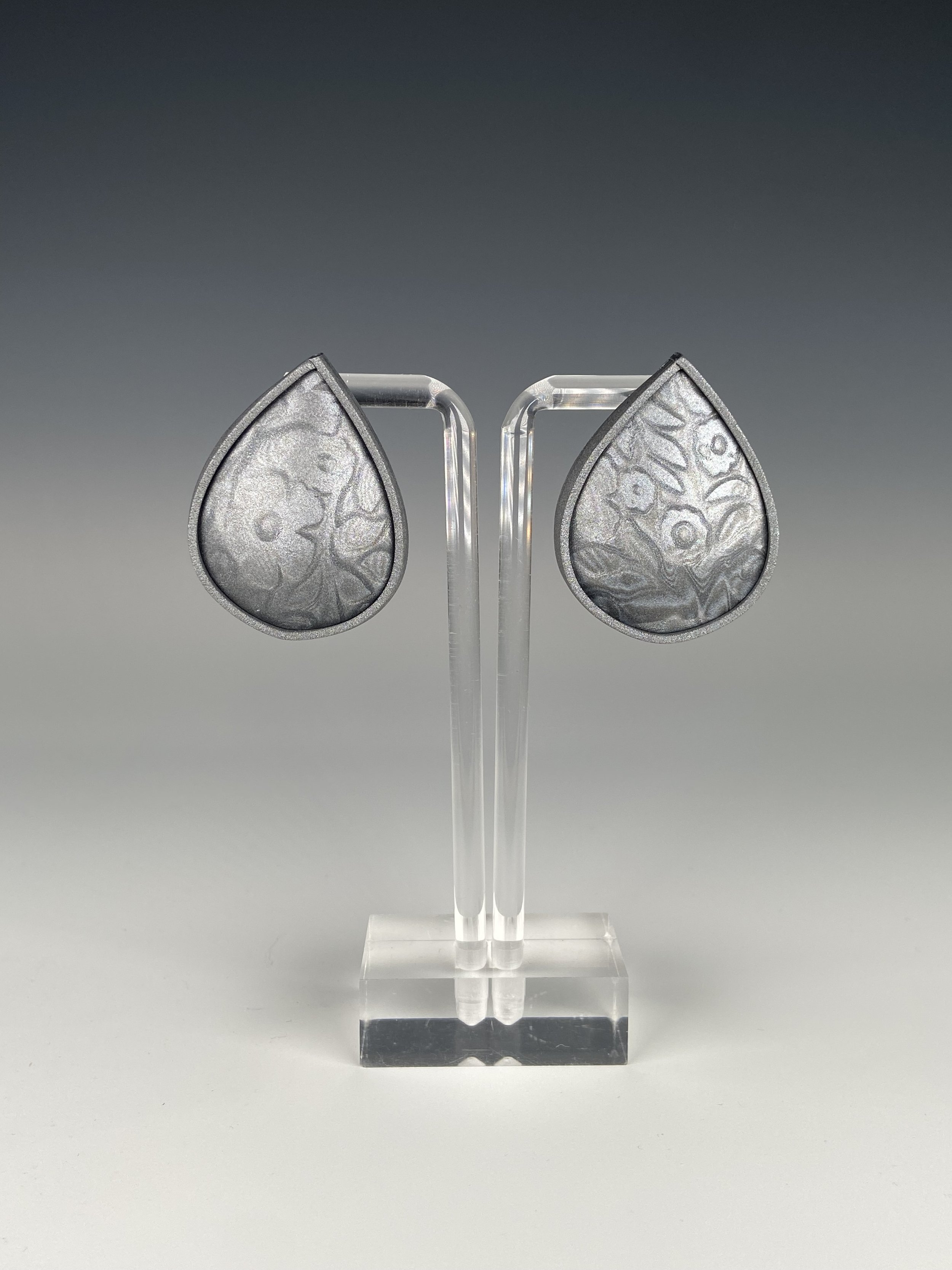 Silver Mokume Gane Floral Drops Set