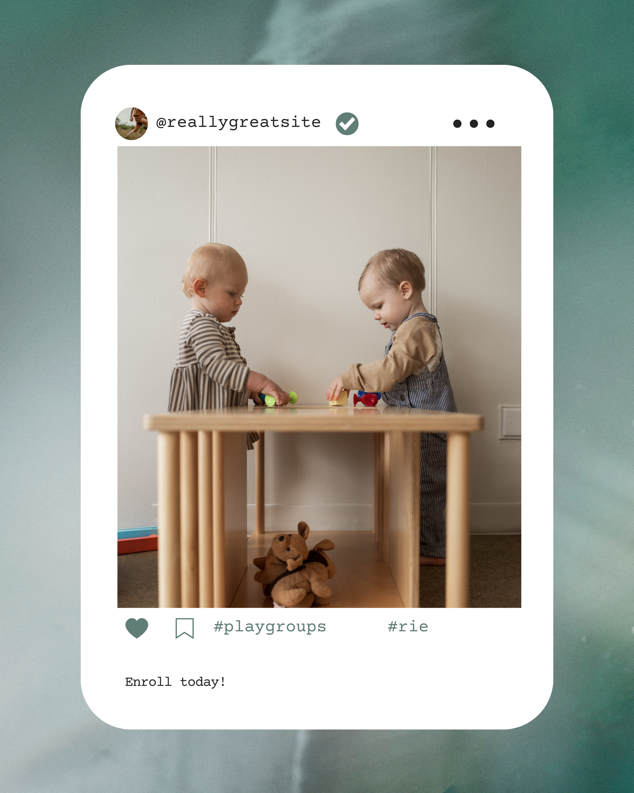 Mock up of social media post for Portland childcare center.