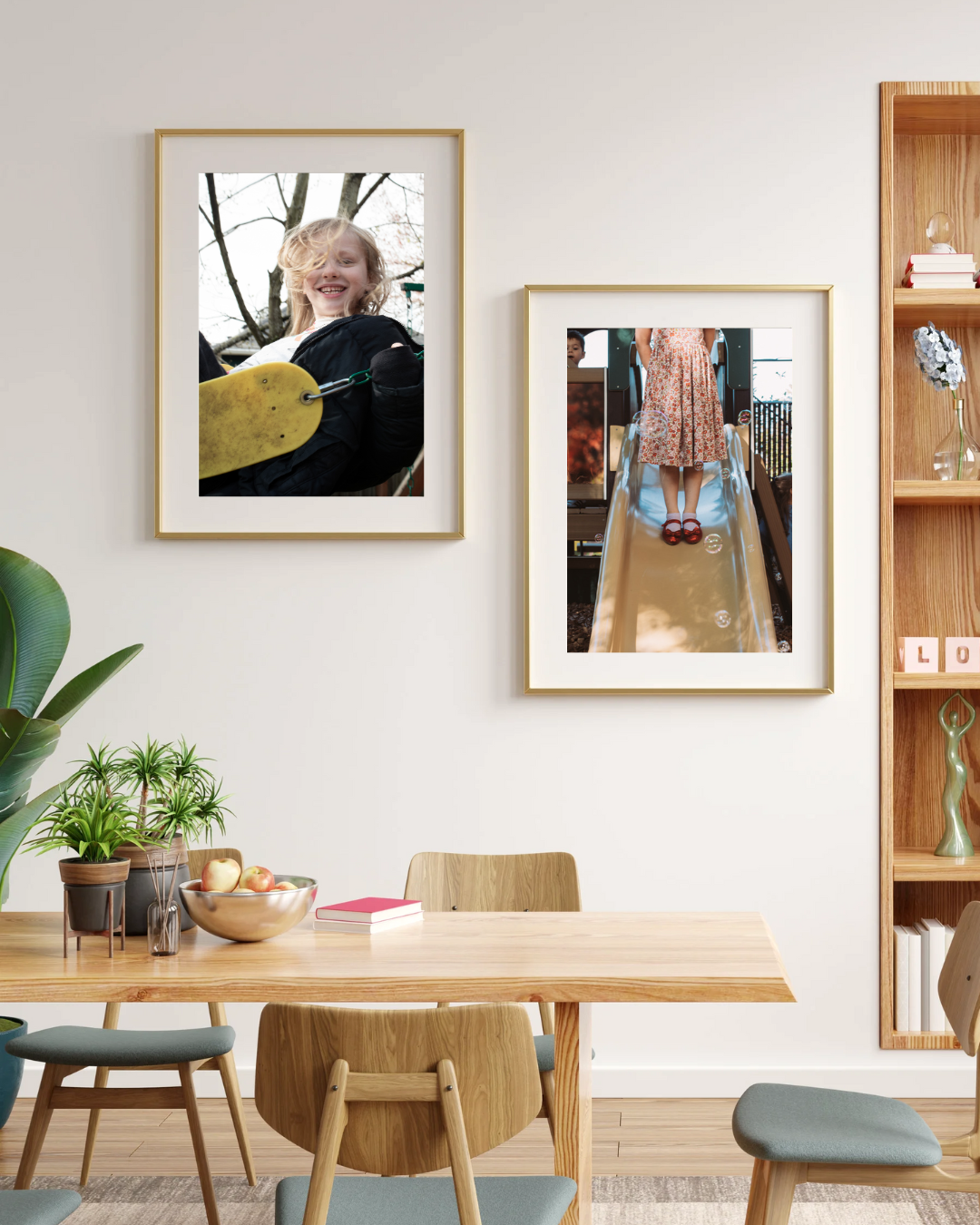 Mock up of family photos hanging on a wall