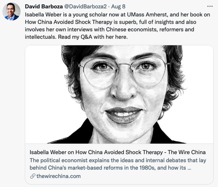 Isabella Weber on How China Avoided Shock Therapy. A Q&amp;A with David Barboza