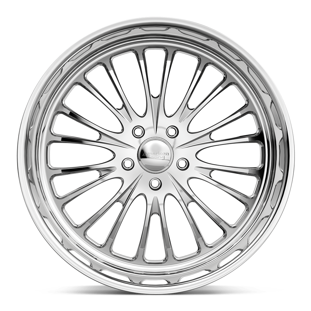 A shiny, chrome-finished, multi-spoke car wheel rim against a black background.