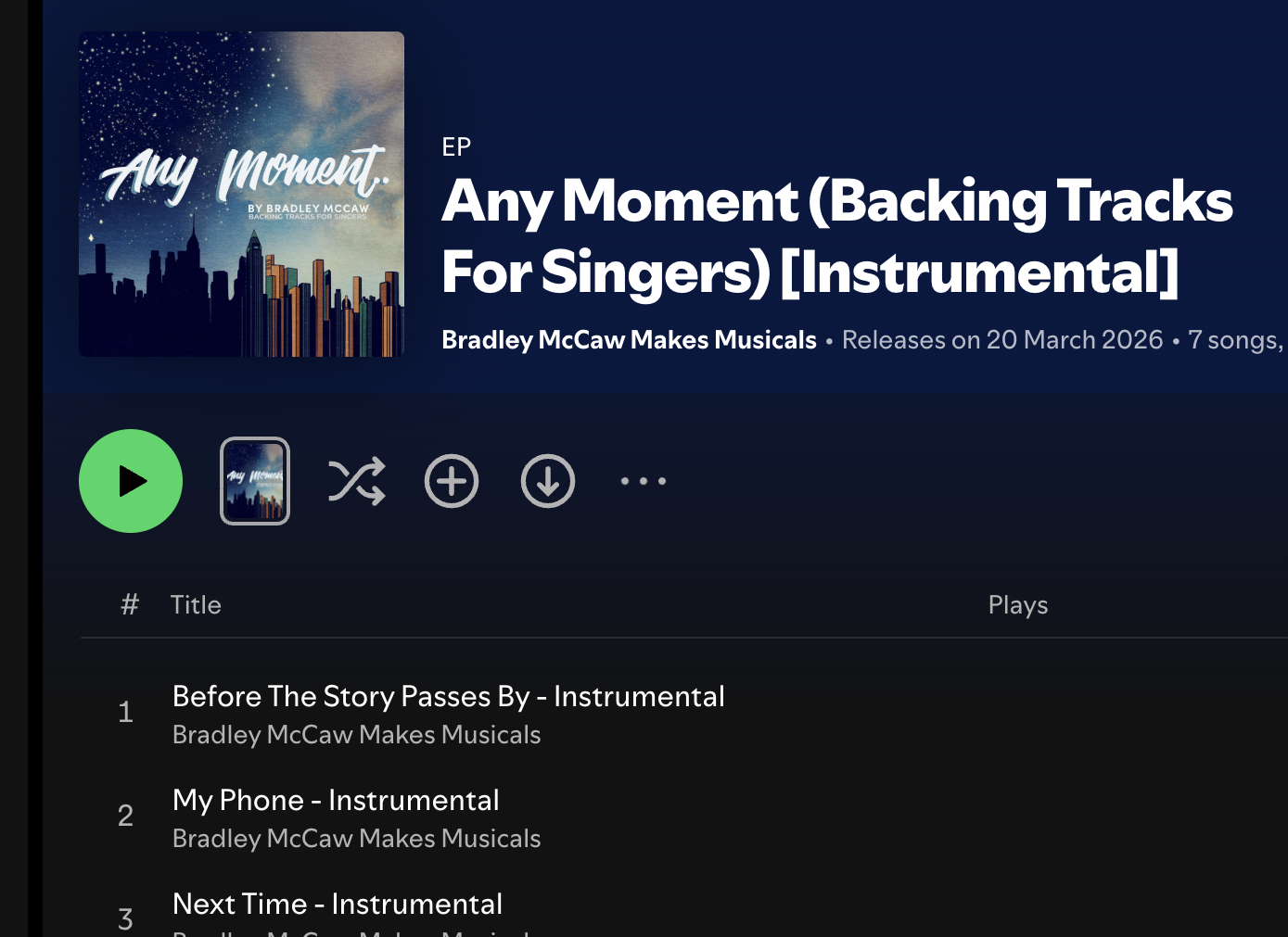 ANY MOMENT - Backing Tracks for Singer!