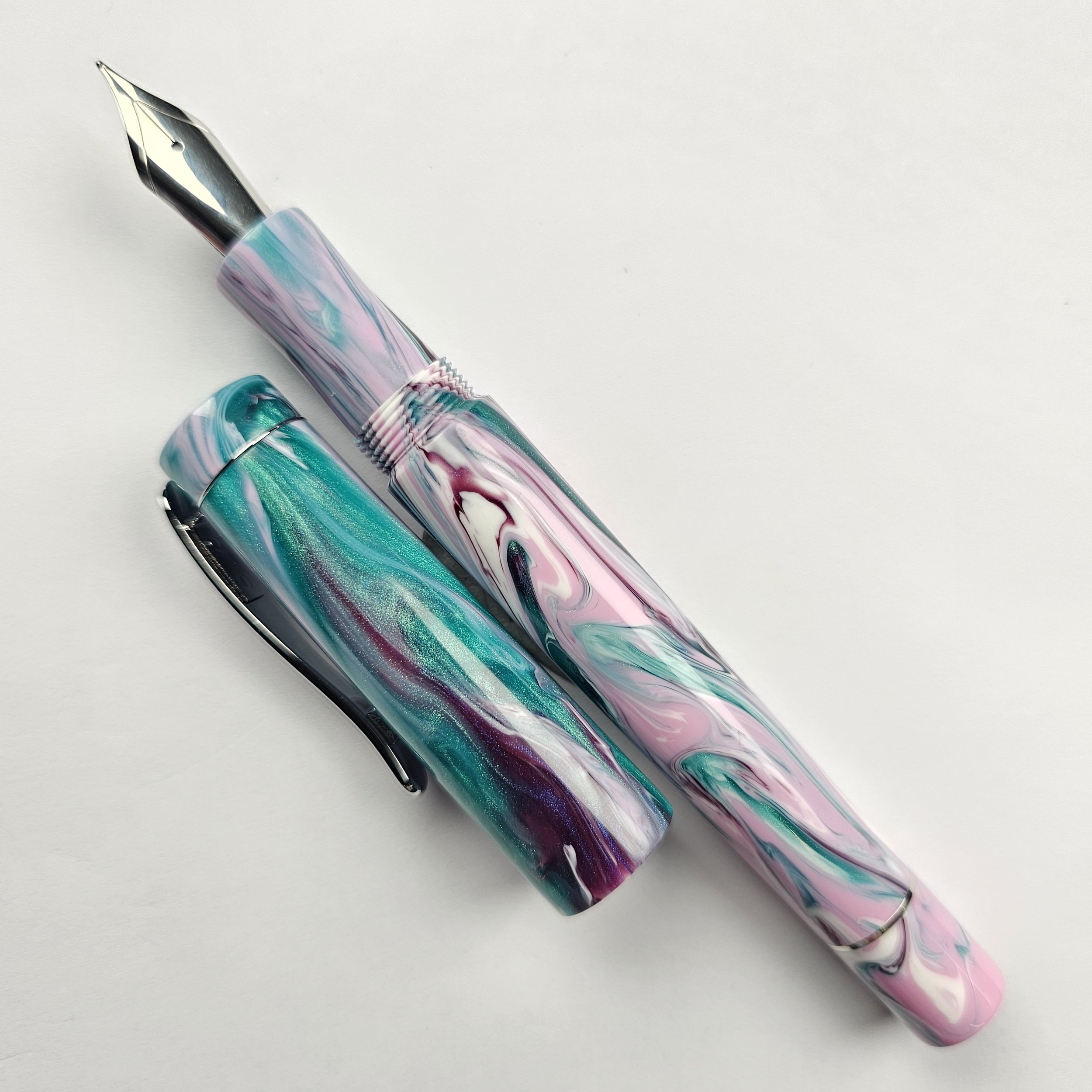 Just Turnings - Pastel Pink with Teal and a splash of Mysterious Purple