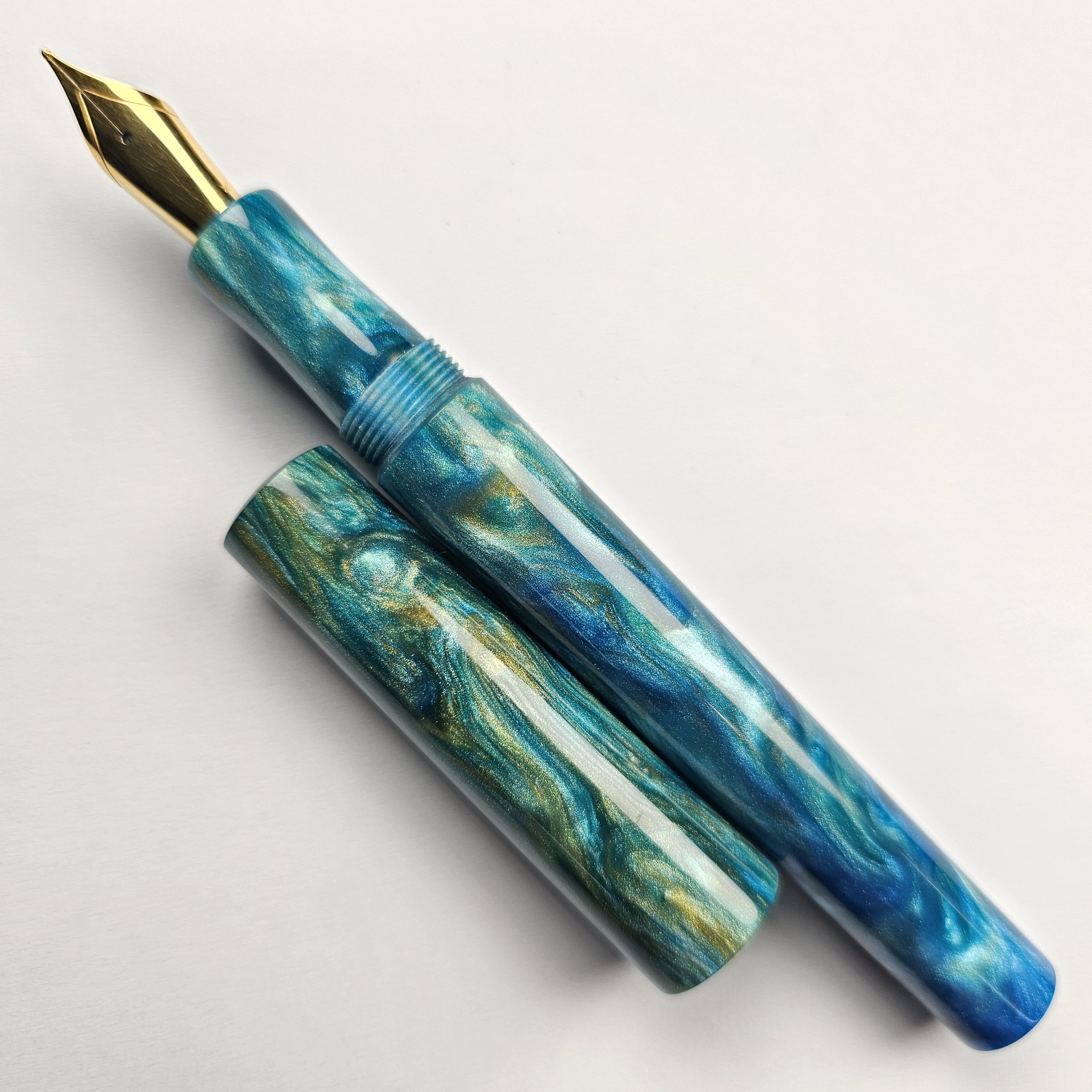 Just Turnings - Green Blues and a dash of Gold