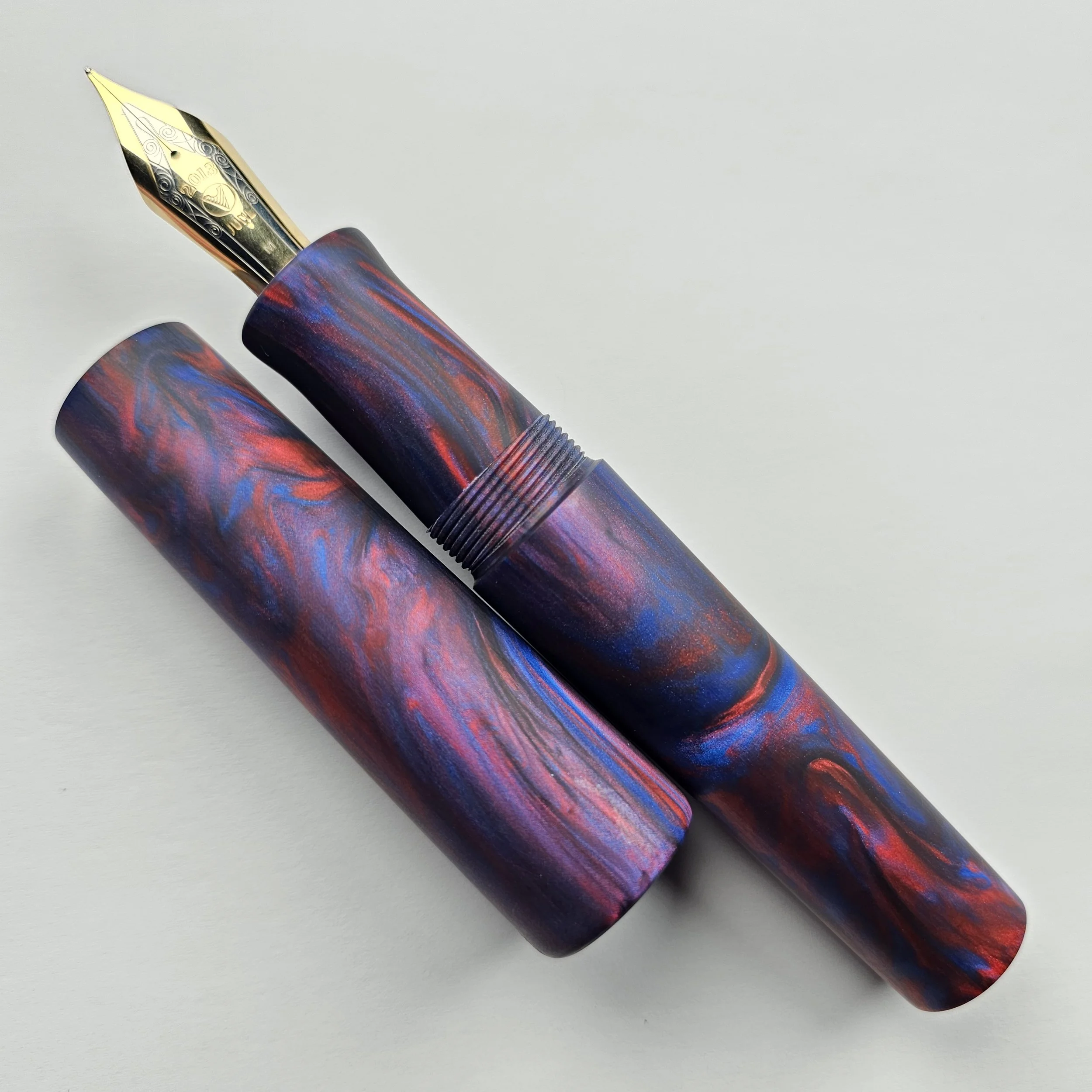 Just Turnings Jumbo Pen -  Blue and Red (matte finish)