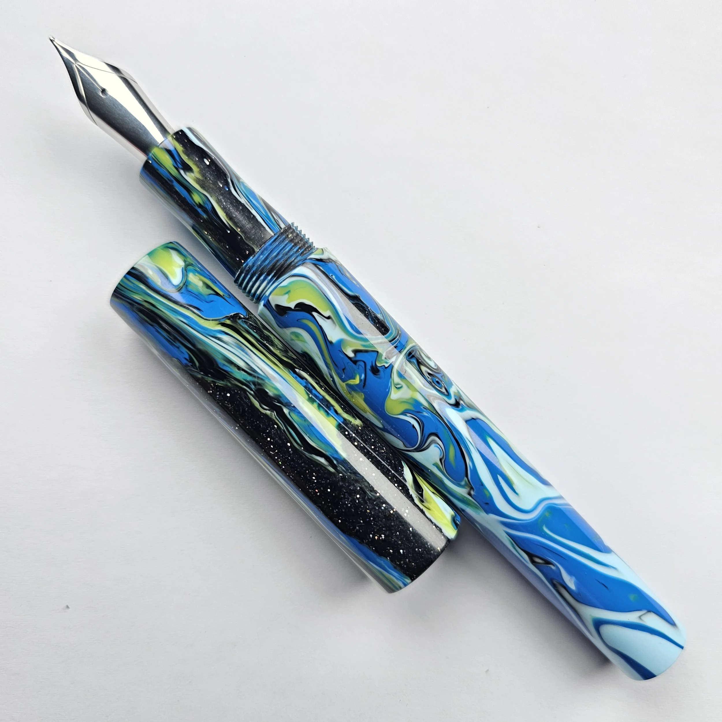 Just Turnings - Blue White and Yellow with Sparkly Black