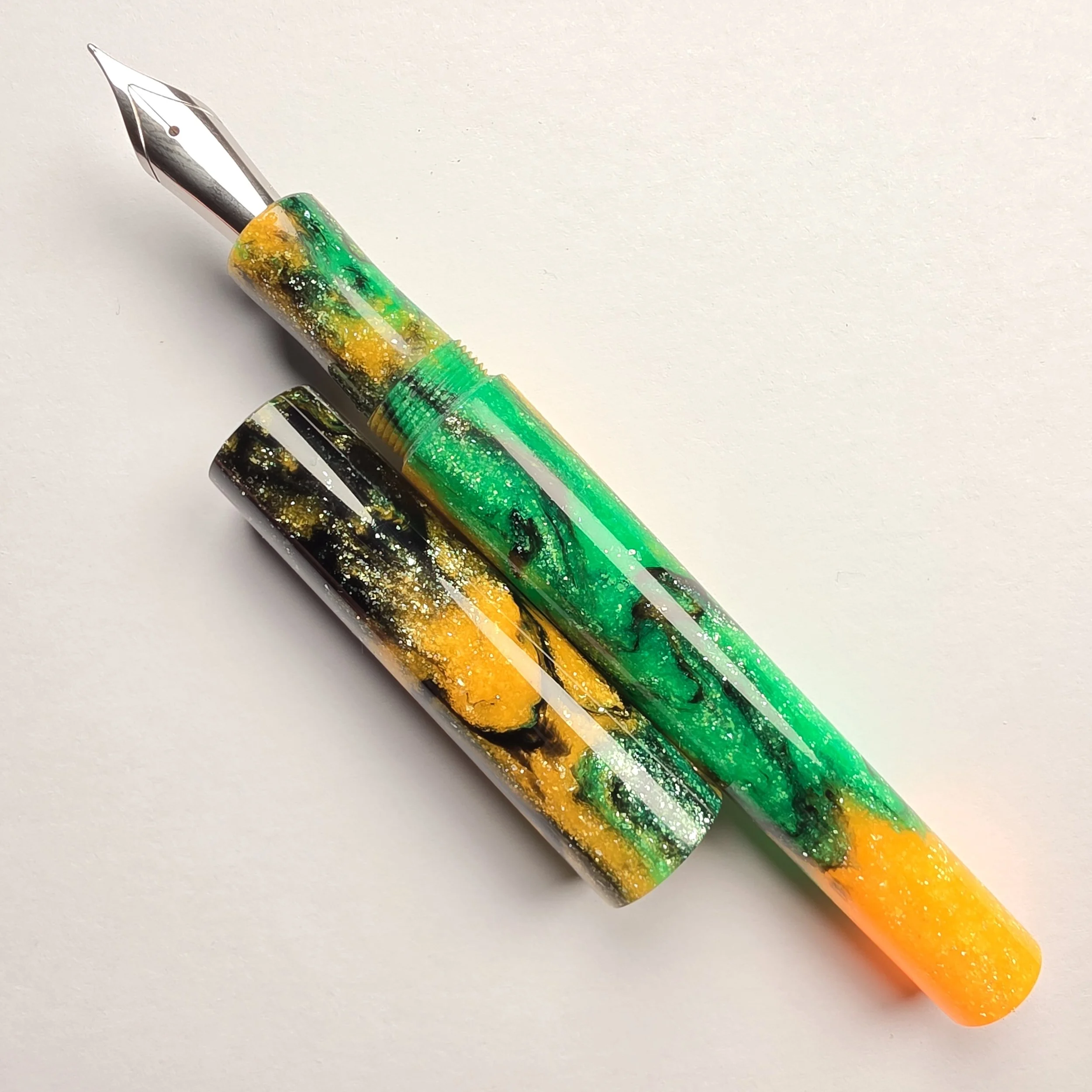 Just Turnings - Sparkly Neon Green Orange