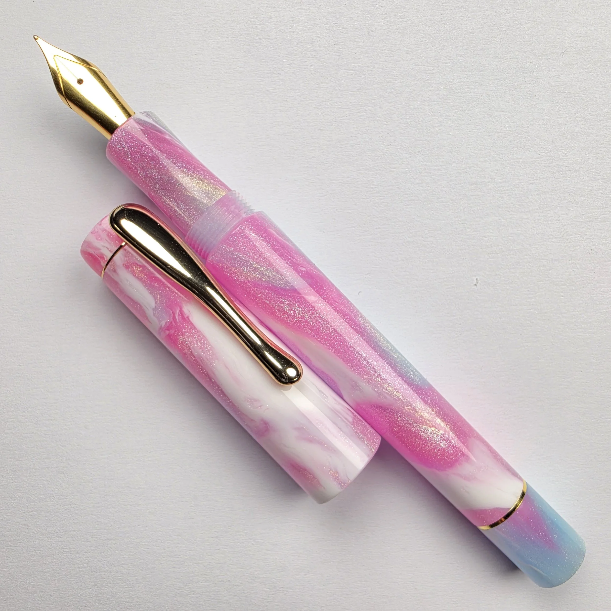 Just Turnings - Pink and Blue Colourshift with plain white