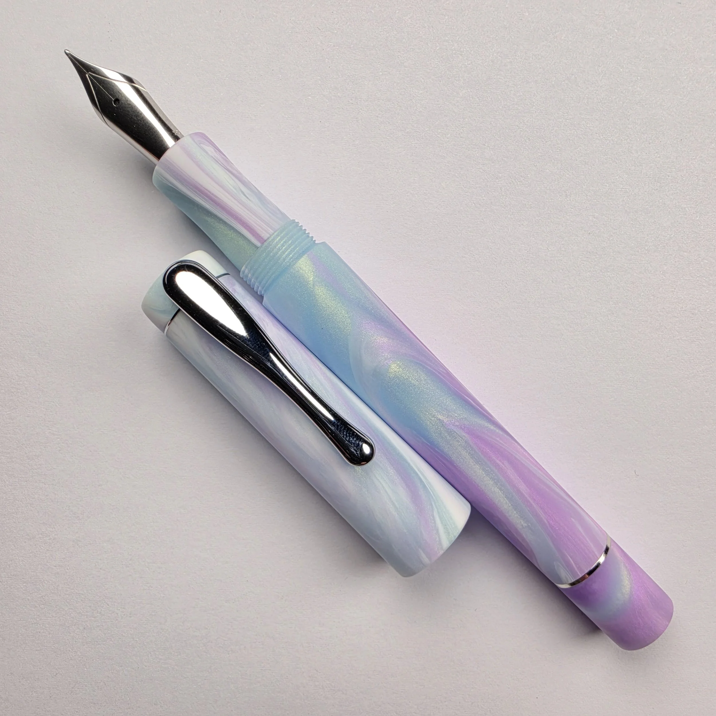 Just Turnings - Purple Blue Colourshift with Plain white (matte finish)