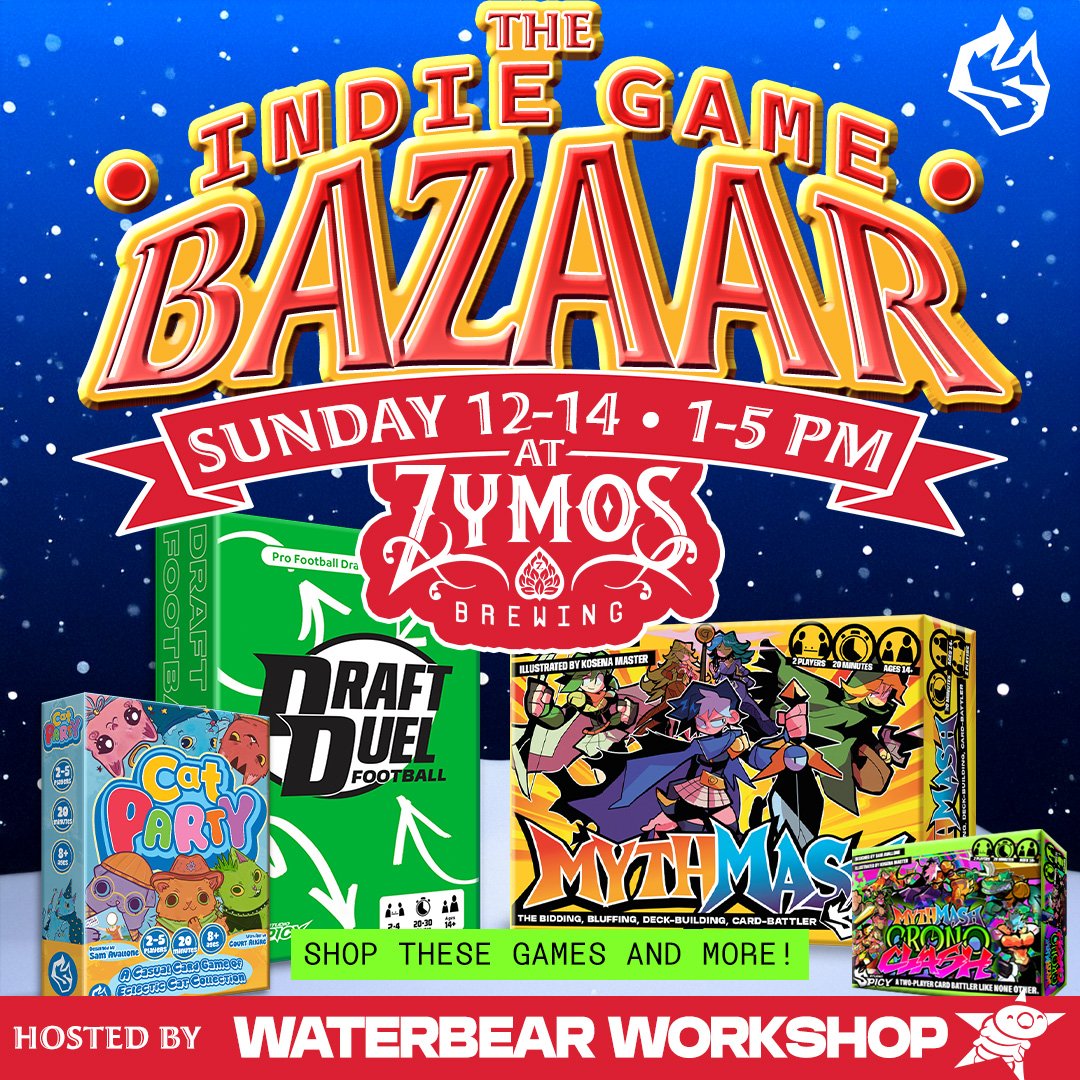 SOUTH DENVER GAMERS: Come check out the first ever Indie Game Bazaar this Sunday at @zymos_brew! Shop a wide assortment of games from local indie designers, including myself, Studio Sp1cy! Huge thanks to @waterbear_workshop for putting this event tog
