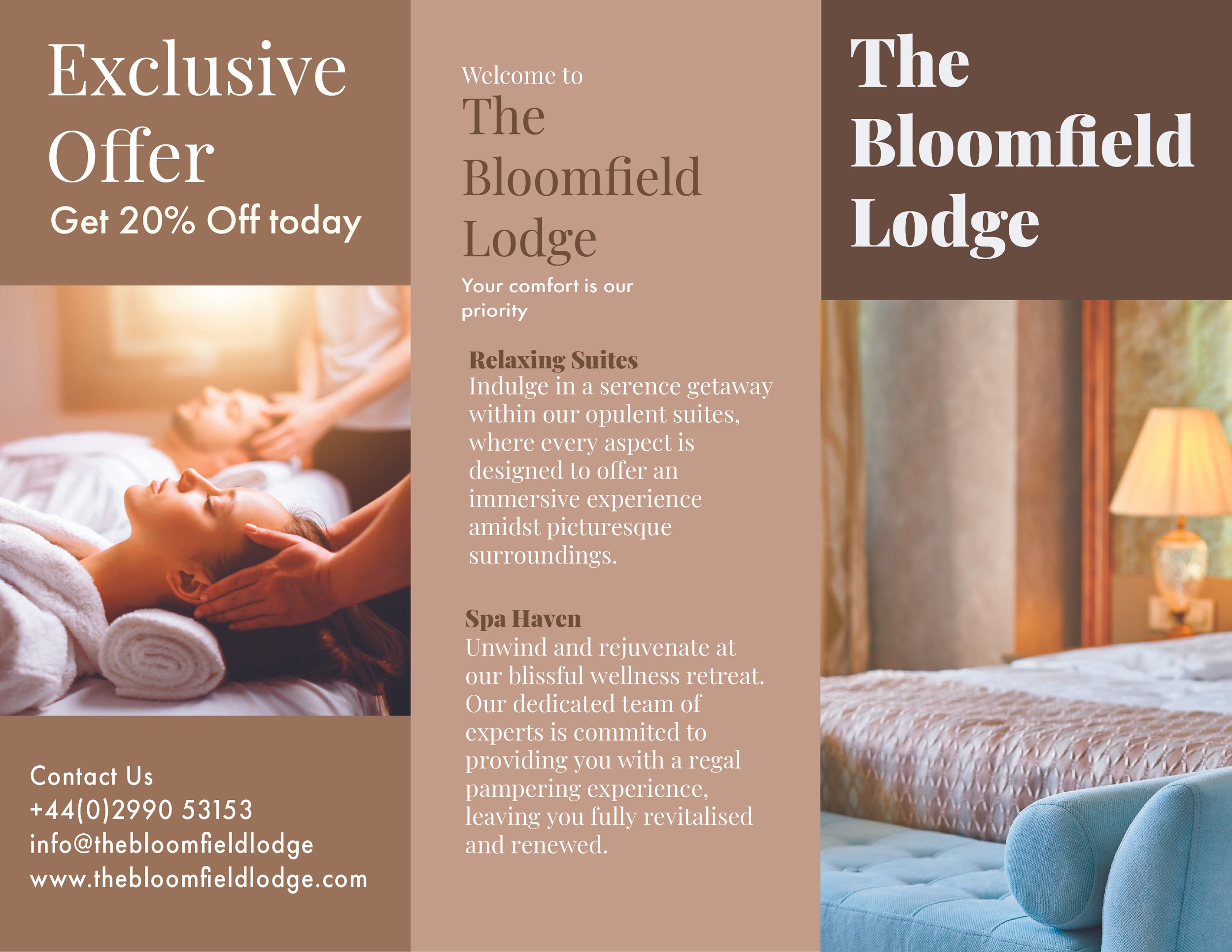 Free Three Fold Brochure Template For Spas Hotels Lodges Free Three Fold Brochure Template For Spas Hotels Lodges