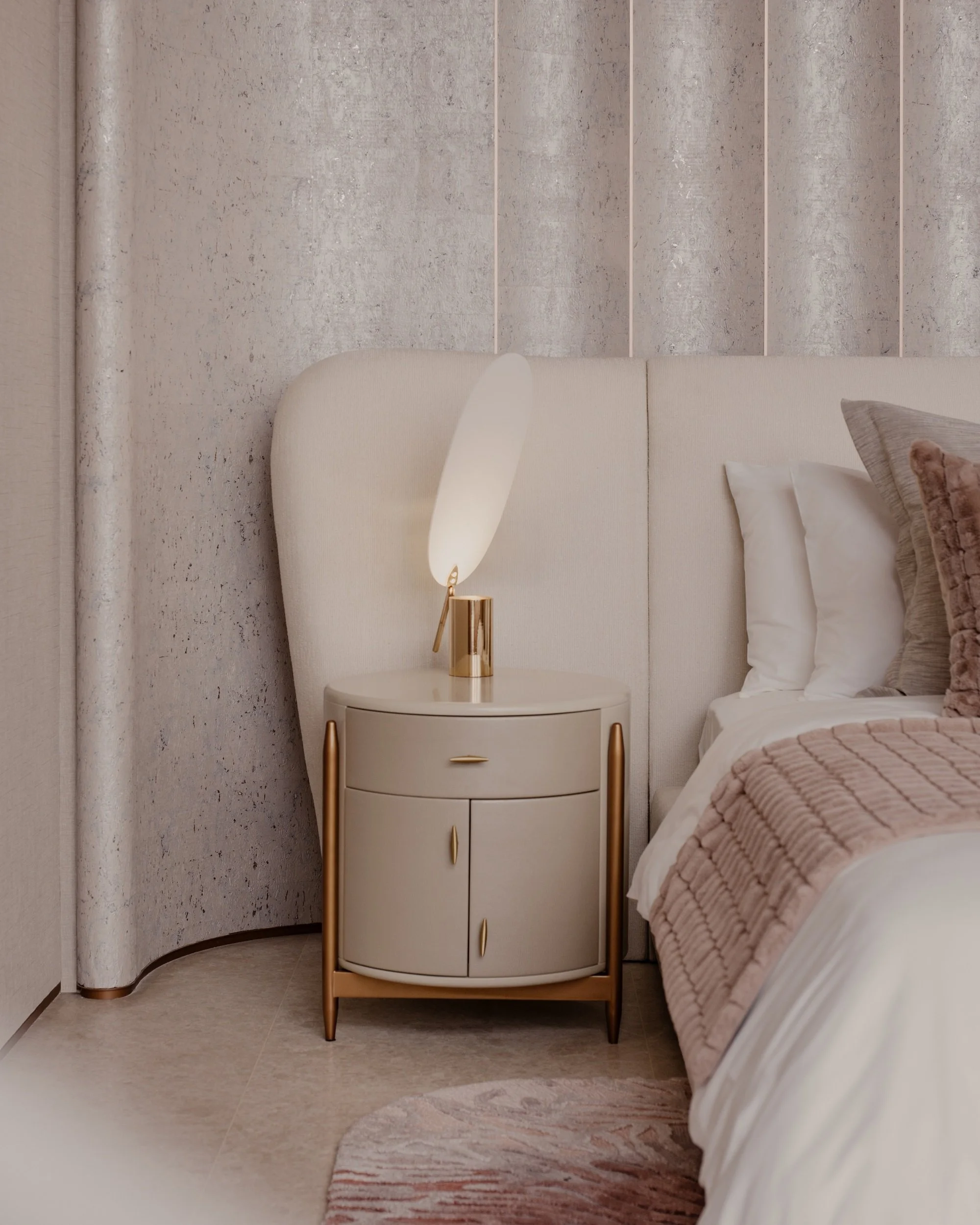 Close up of bedside table