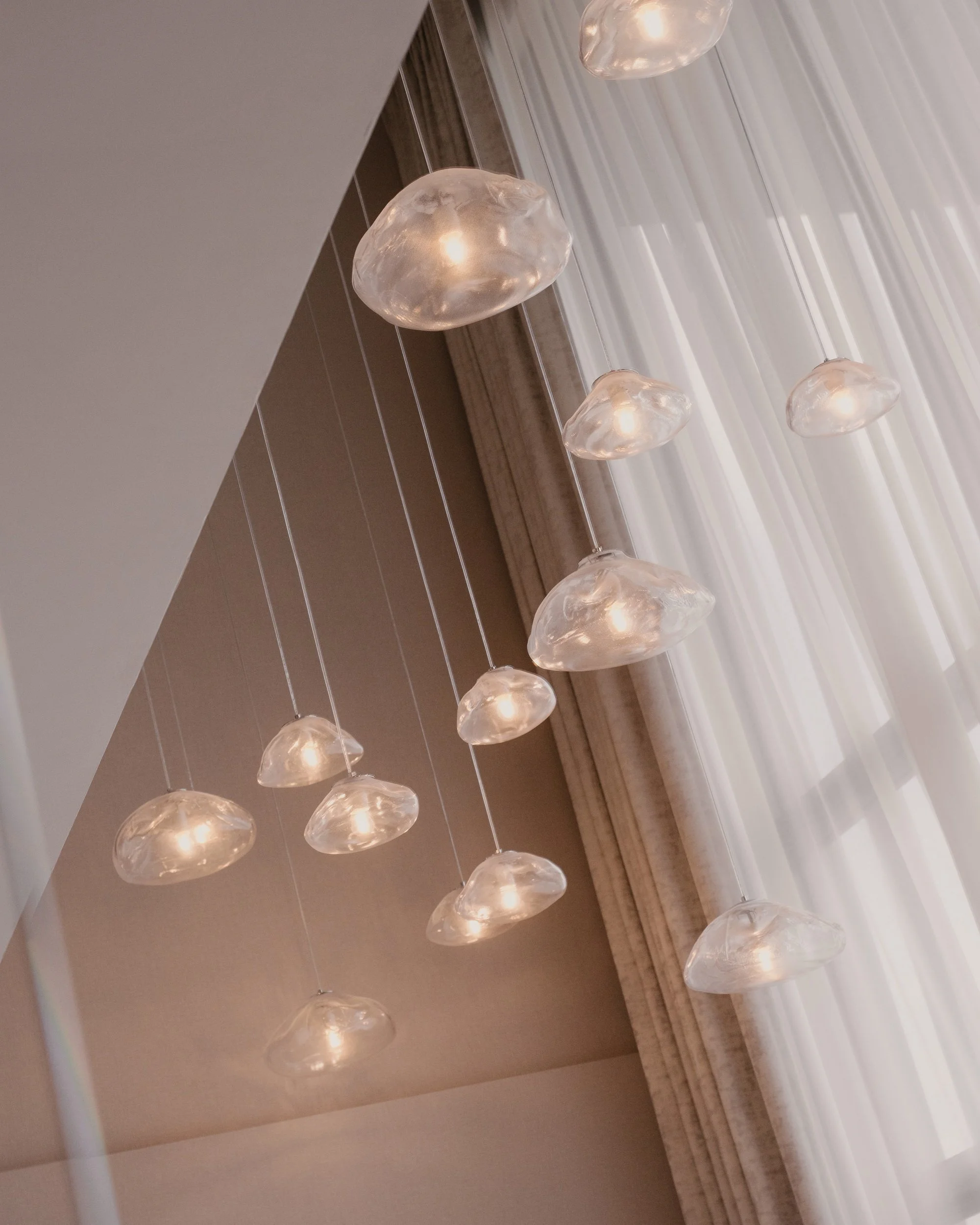 Close up of chandelier in the master bedroom