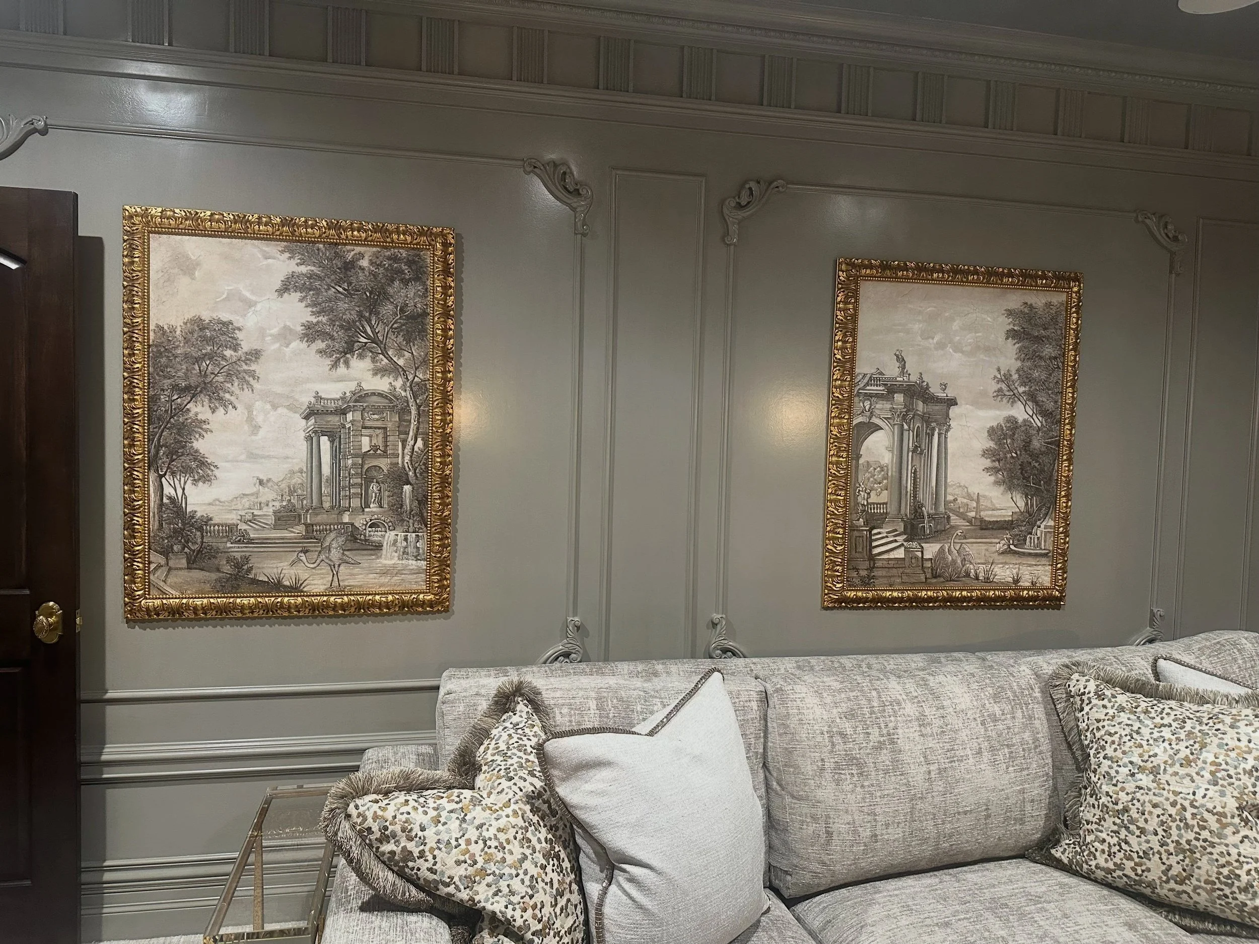 It&rsquo;s all in the finishing touches. ✨ Today, we&rsquo;re installing artwork in the movie theater room at our Inez project, adding the perfect layer of personality and character to this beautiful space. We love seeing the final details come toget