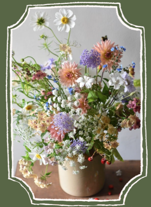Colourful summer garden flowers in a vase.