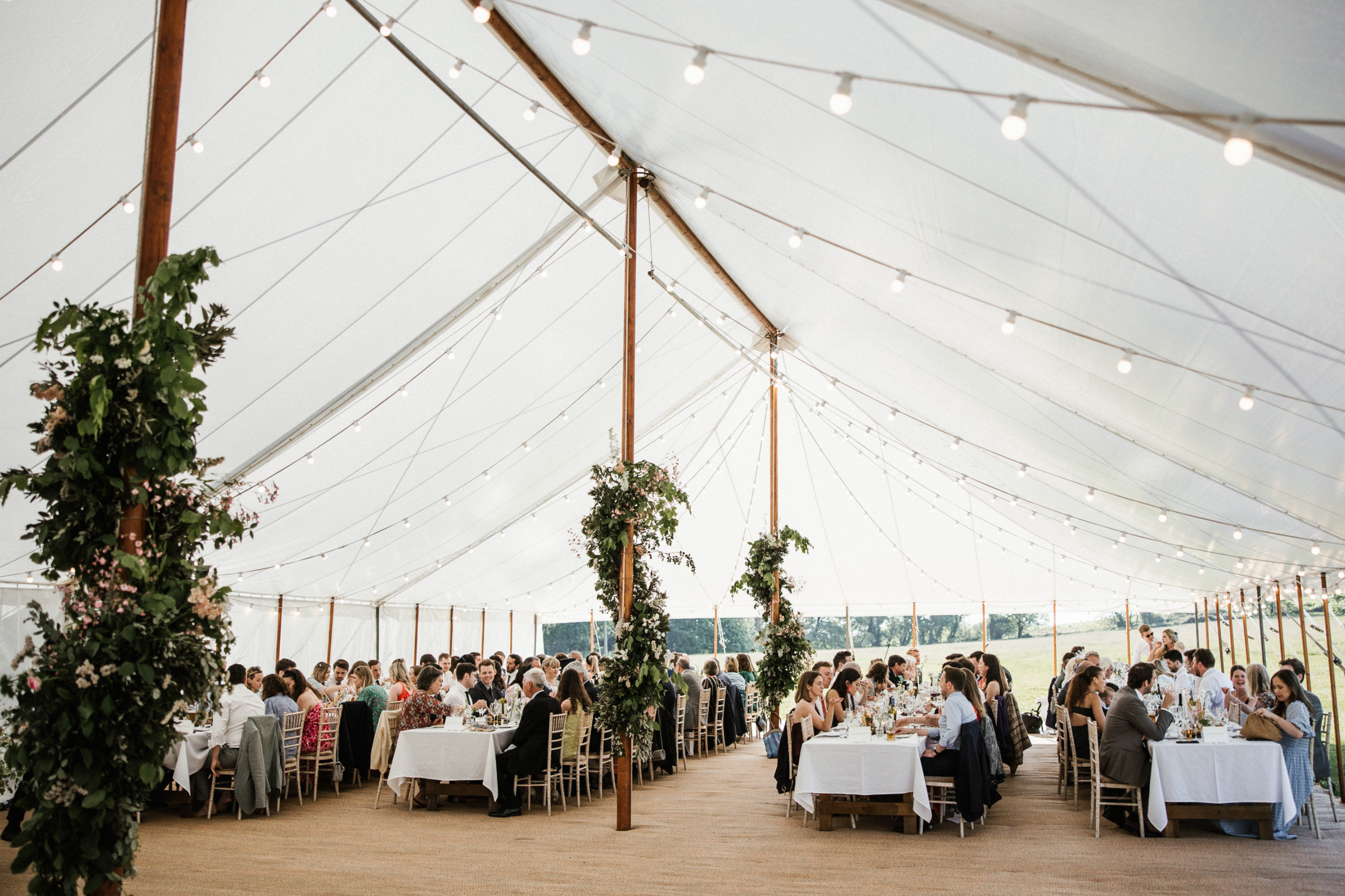 Flowers decorating marquee, Penrice Castle, Gower