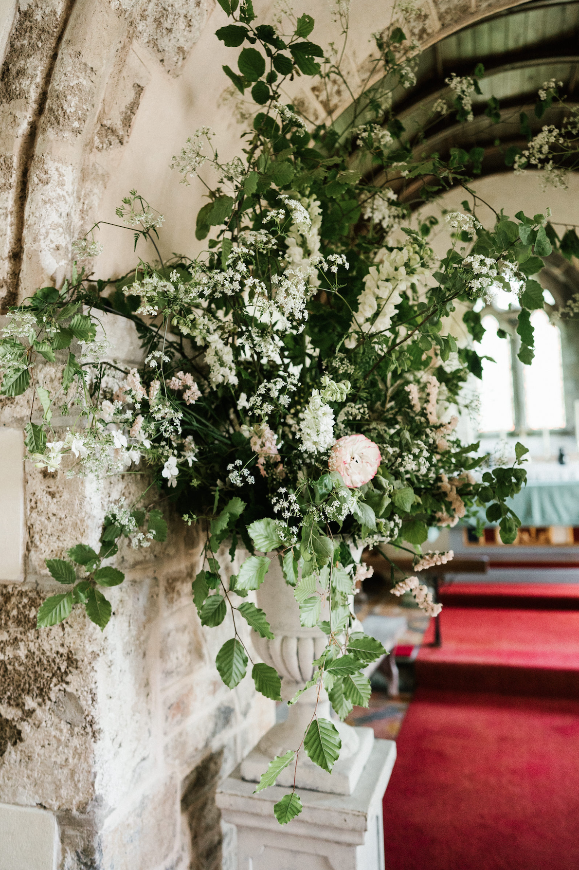 Flower urn in Penrice church, for Gower wedding