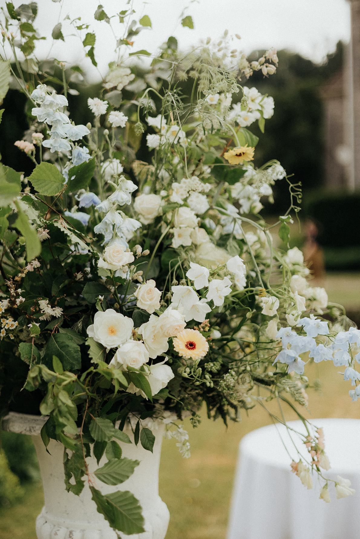 Natural wedding flowers for wedding at Llangoed Hall