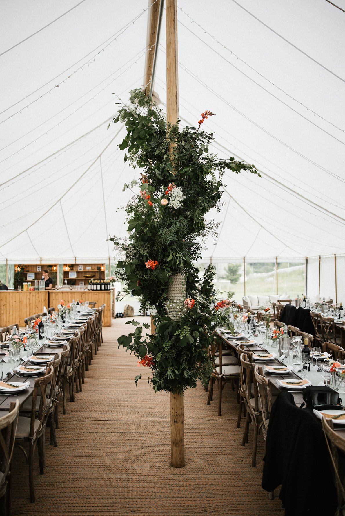 Marquee flower decoration for Penrice castle estate wedding