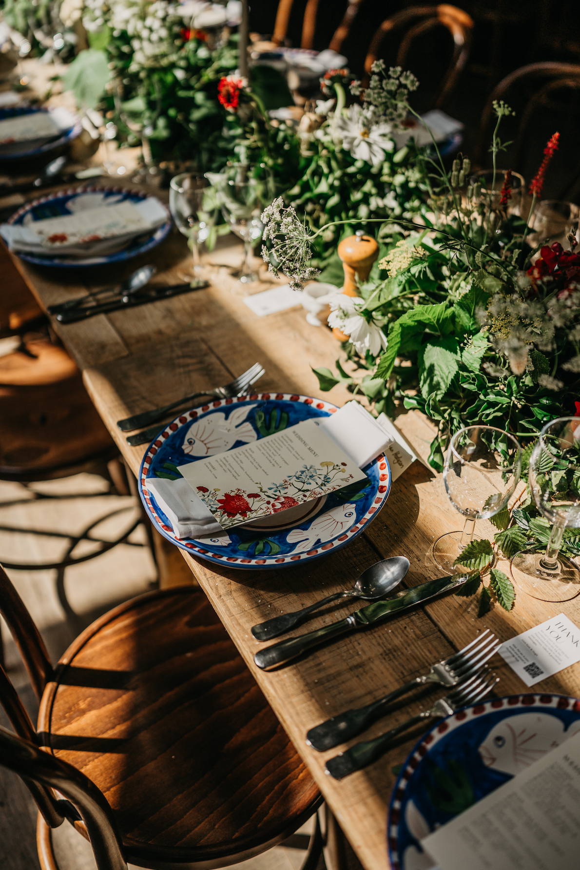 Tables decorated at Cripps Barn wedding