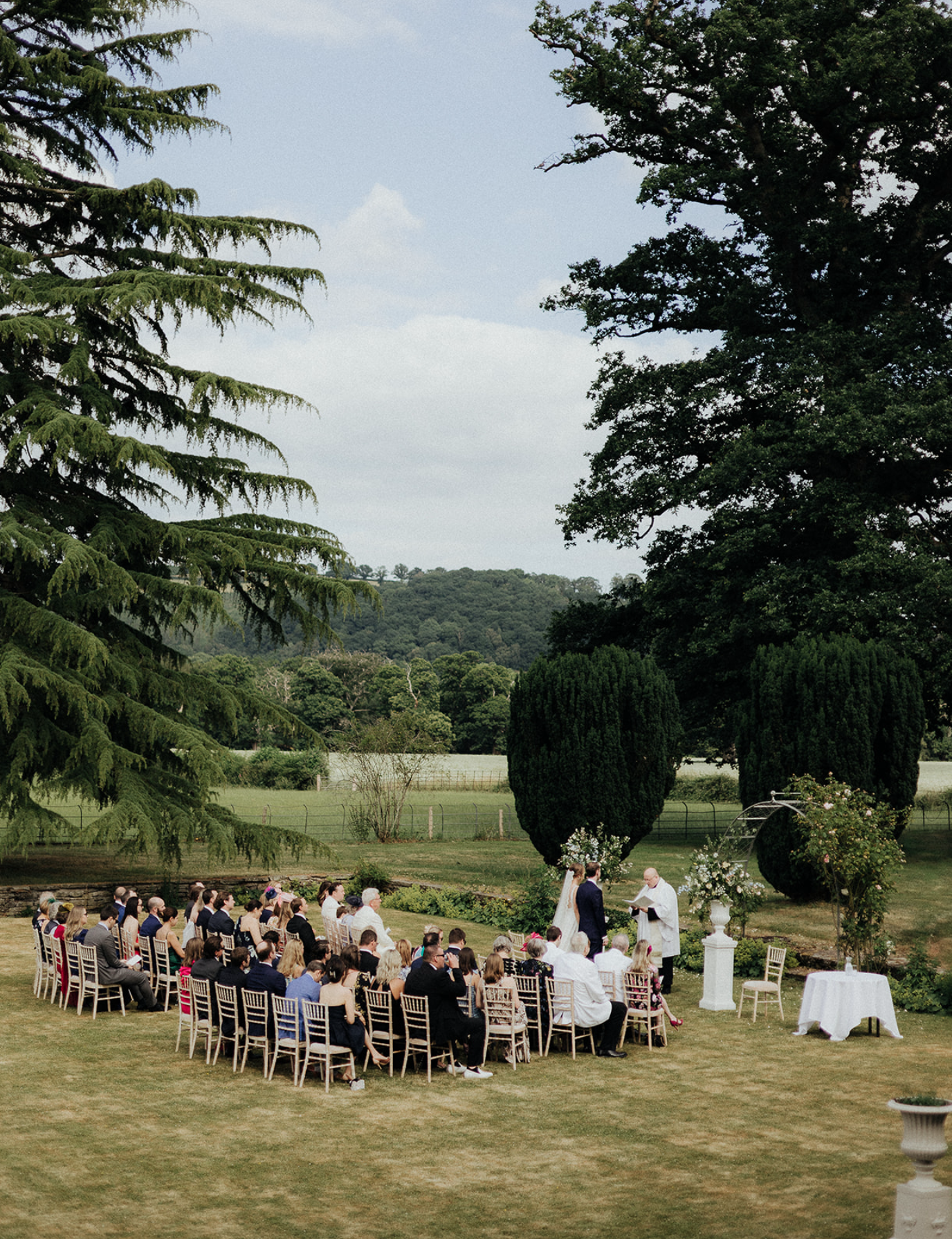 Wedding ceremony at Llangoed Hall