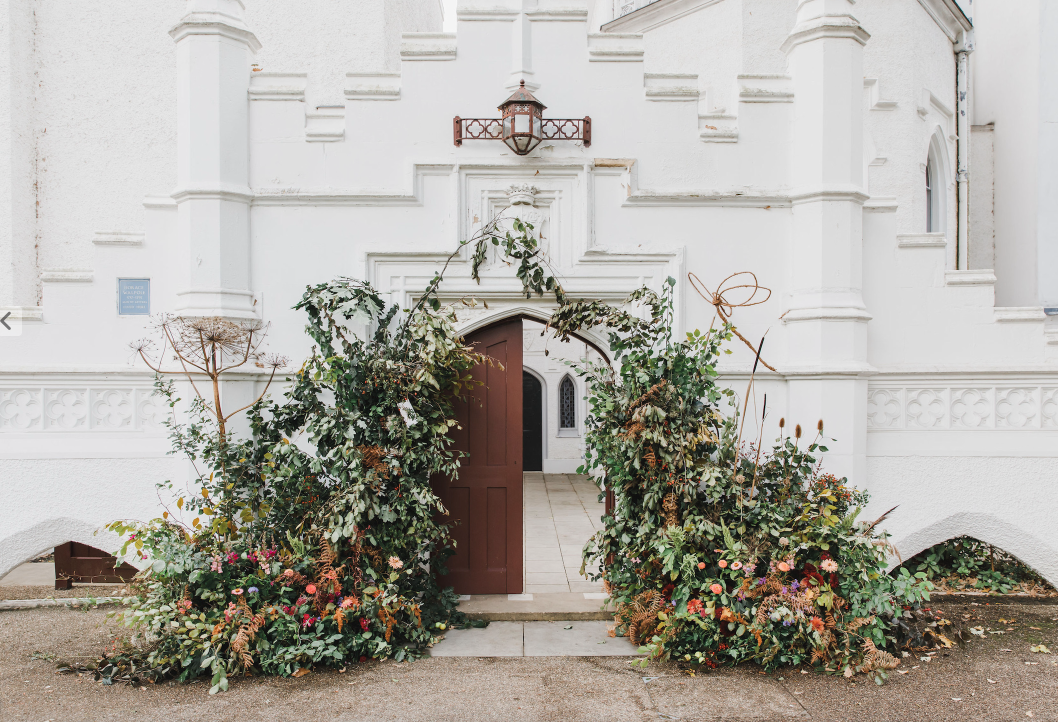 Flower and foliage archway at Strawberry Hill House