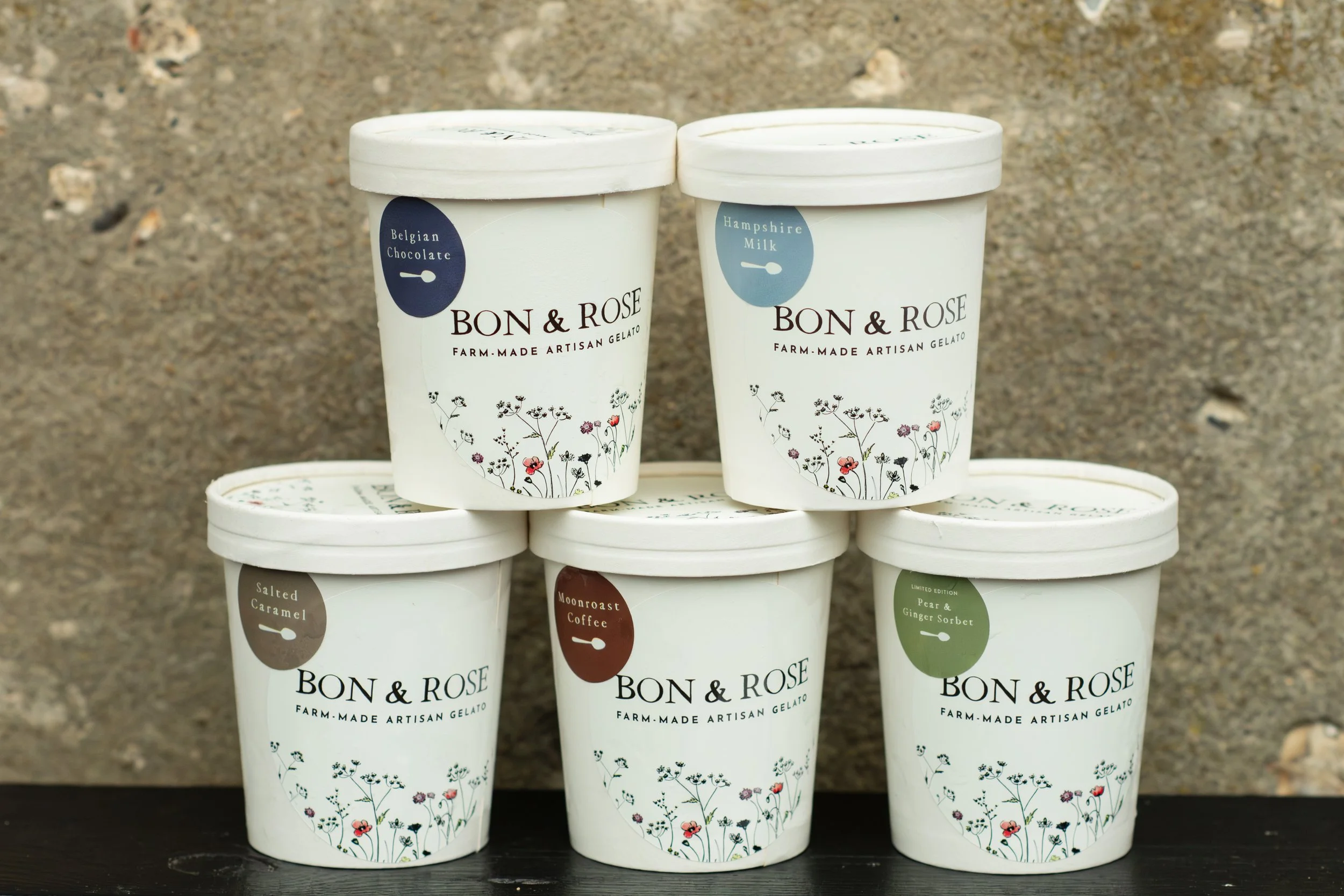 Bon & Rose is a small family business making simple authentic gelato and sorbets in a variety of flavours. Based at Chilton Manor Farm, in Preston Candover,  Anna and Hester are still experimenting with flavours  and work with other local suppliers i