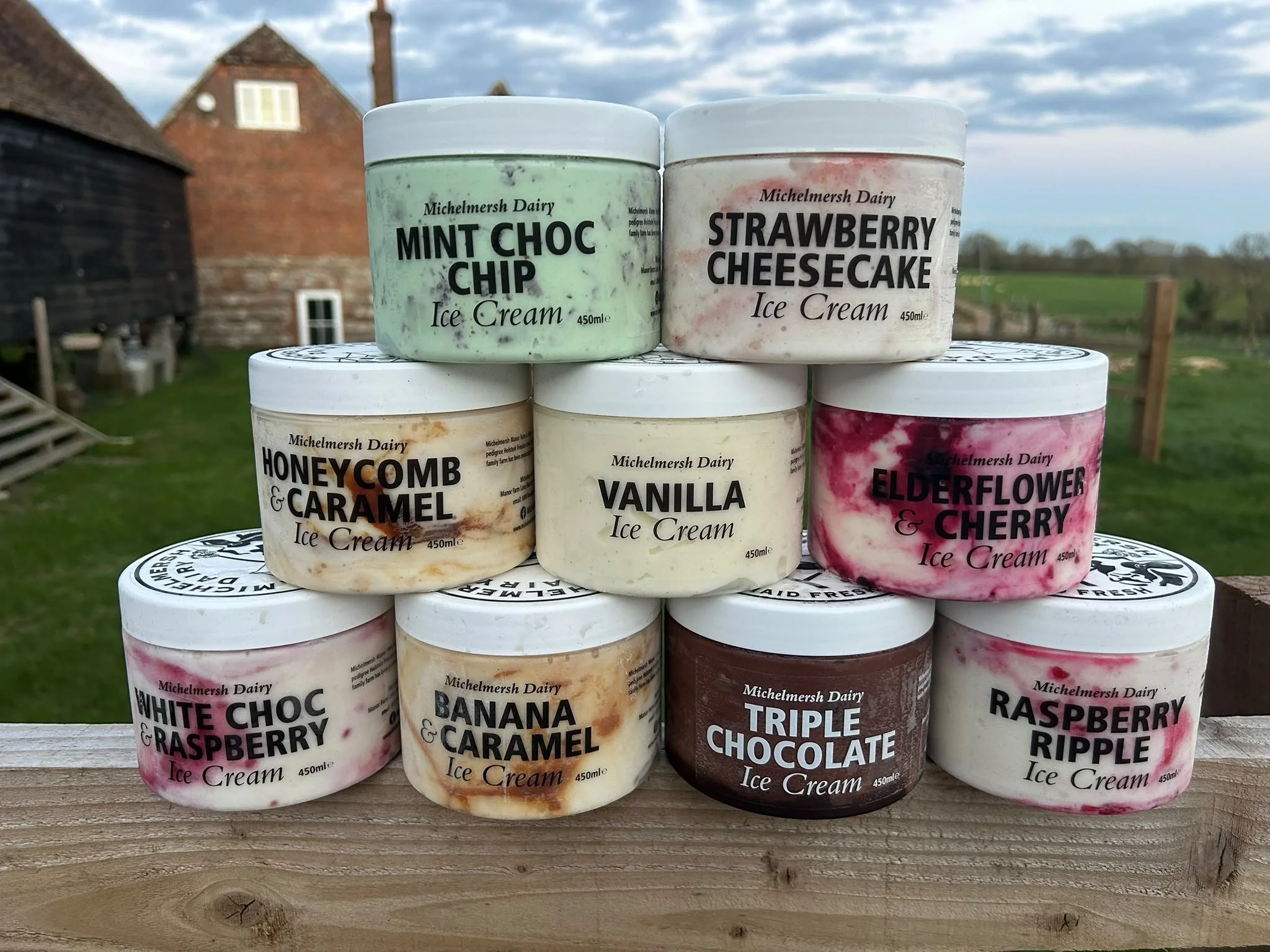 Delicious ice-cream made by hand by Scott on his family's Michelmersh Manor Farm.  The farm was set up in 1983 just north of Romsey and currently has 300 cows and these are the ladies who produce all the milk that goes into these incredible ice-cream