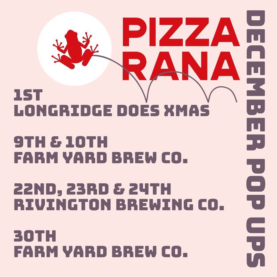 Where you&rsquo;ll find us in December 🎅 

01/12 - @lovelongridgegroup Longridge does Xmas 

03/12 - Private Hire

09-10/12 - @farmyardbrewco @farmyardtap 

22-24/12 - @rivingtonbrewco @rivvybrewcotap 

30/12 - @farmyardbrewco 

#pizzarana 

#lancas