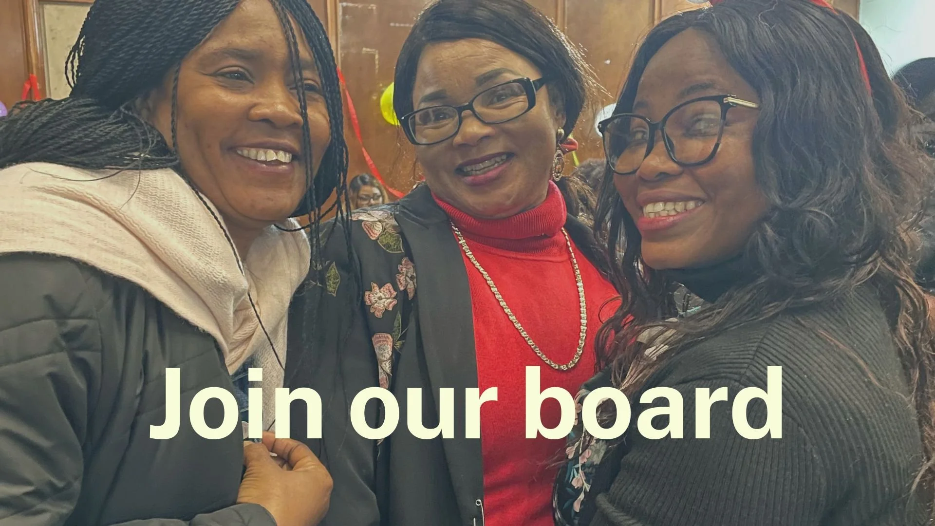 Photo of three WAST women smiling at the camera, overlaid with the words: join our board