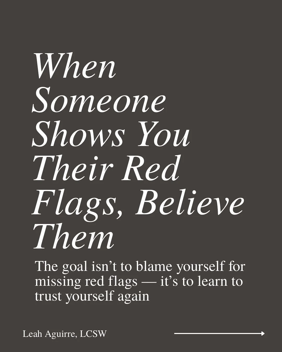 Sometimes we see the red flags &mdash; we just talk ourselves out of believing them 🚩🚩🚩

We tell ourselves, &ldquo;It&rsquo;s not that bad,&rdquo; or &ldquo;Maybe I&rsquo;m overreacting.&rdquo;

But your gut isn&rsquo;t lying to you. It&rsquo;s tr