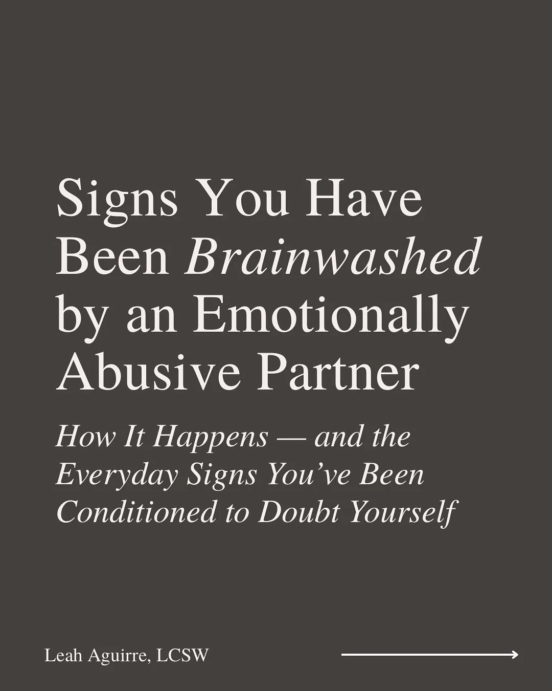 Emotional abuse often works like slow brainwashing.
It chips away at your self-trust until you begin to believe their version of reality over your own.

You start doubting your instincts. You question your worth. You shrink yourself to avoid conflict