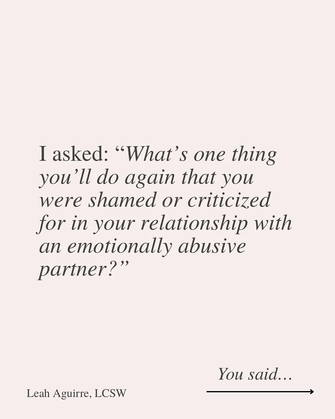 So many of us have stopped doing the things that make us feel most like ourselves because someone made us feel small for them. 💔

When I asked, &ldquo;What&rsquo;s one thing you&rsquo;ll do again that you were criticized or shamed for in your relati