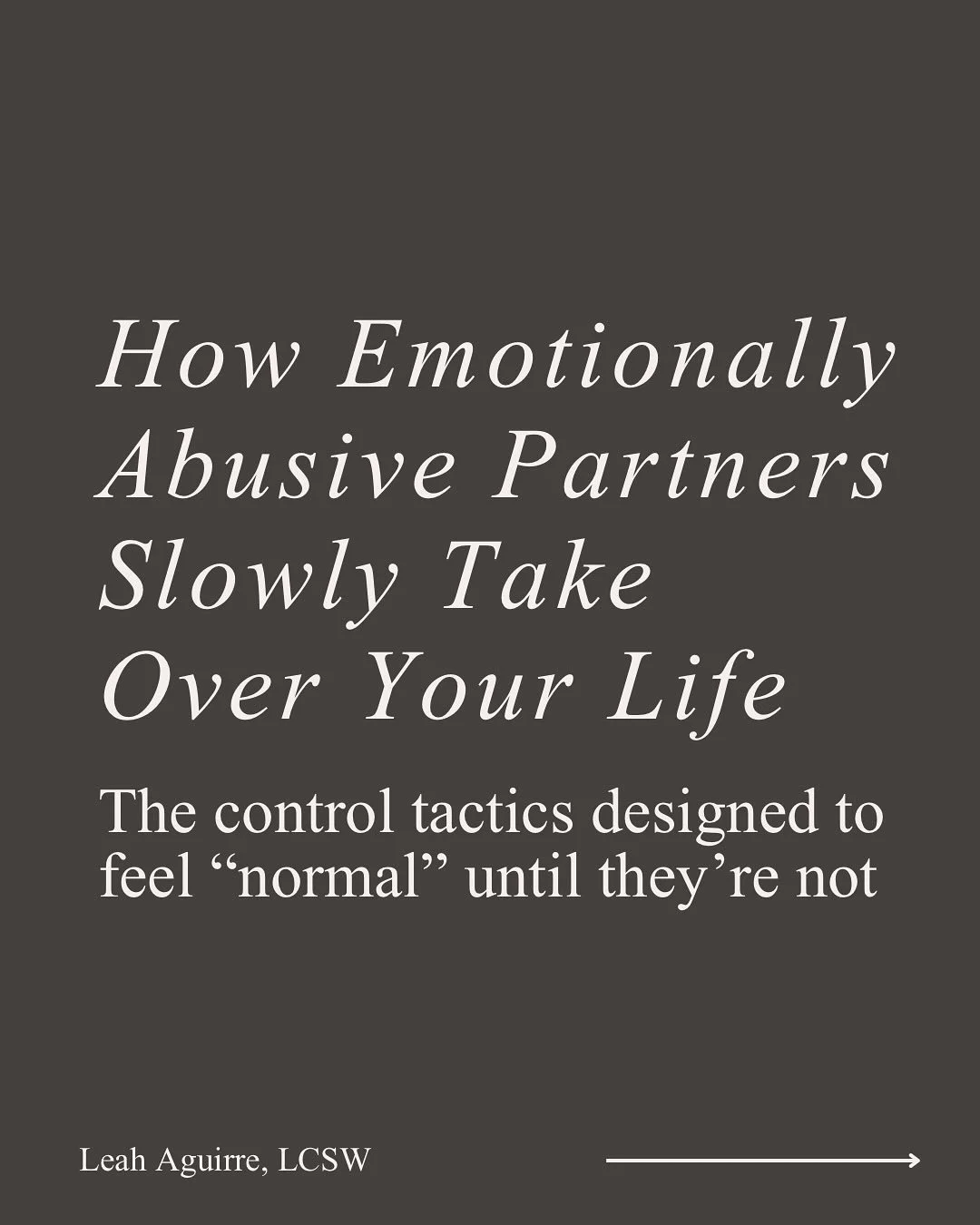 Emotional abuse is rarely obvious at first.

It&rsquo;s designed to seem &ldquo;not that bad&rdquo; or even &ldquo;normal.&rdquo;

A comment here.
A suggestion there.
A small guilt trip.
A shift in your behavior to &ldquo;keep the peace.&rdquo;

None