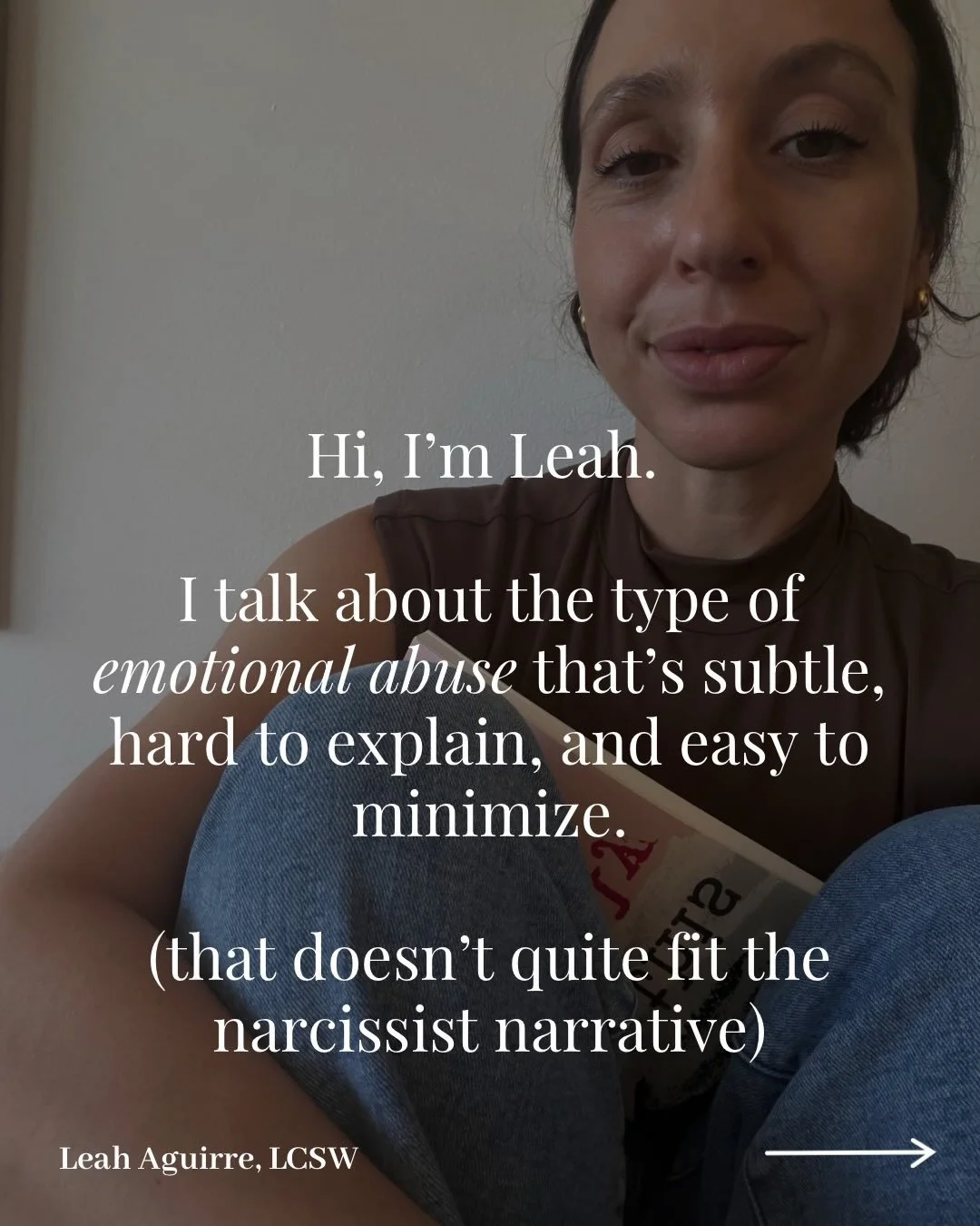 Hi, I&rsquo;m Leah 👋

If you are new here, welcome! 

I talk about the type of emotional abuse that&rsquo;s subtle, hard to explain, and easy to minimize. 

The kind that slowly erodes your sense of self. 
The kind that leaves you overthinking, anxi
